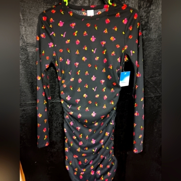 NWT mini ribbed long sleeve floral dress size small brand Abound - Picture 1 of 6
